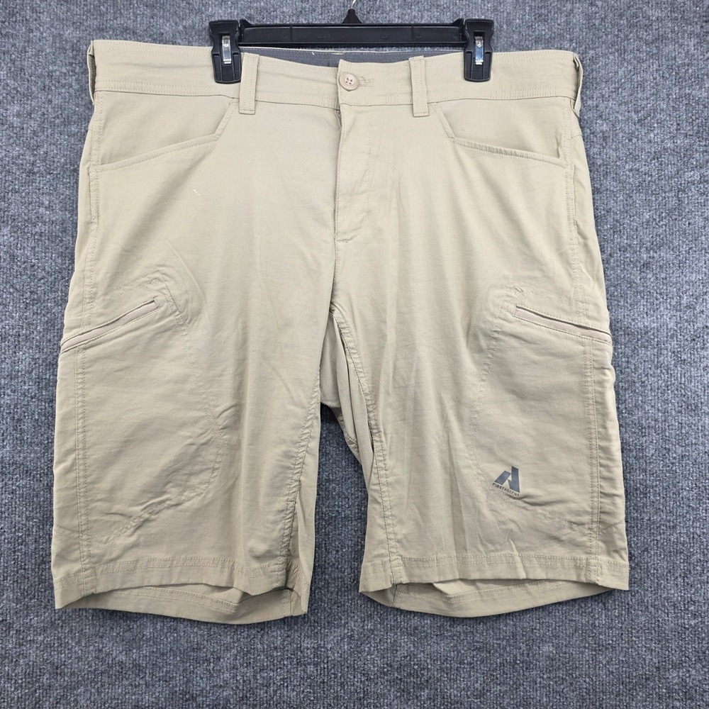 Eddie Bauer Mens Outdoor Cargo Shorts Beige Khaki‎ Zip Pockets Size 36